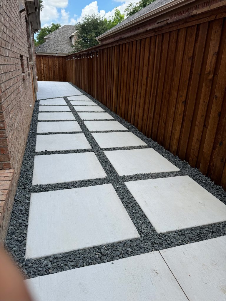 Custom Stepping Stone Walk with Rock
