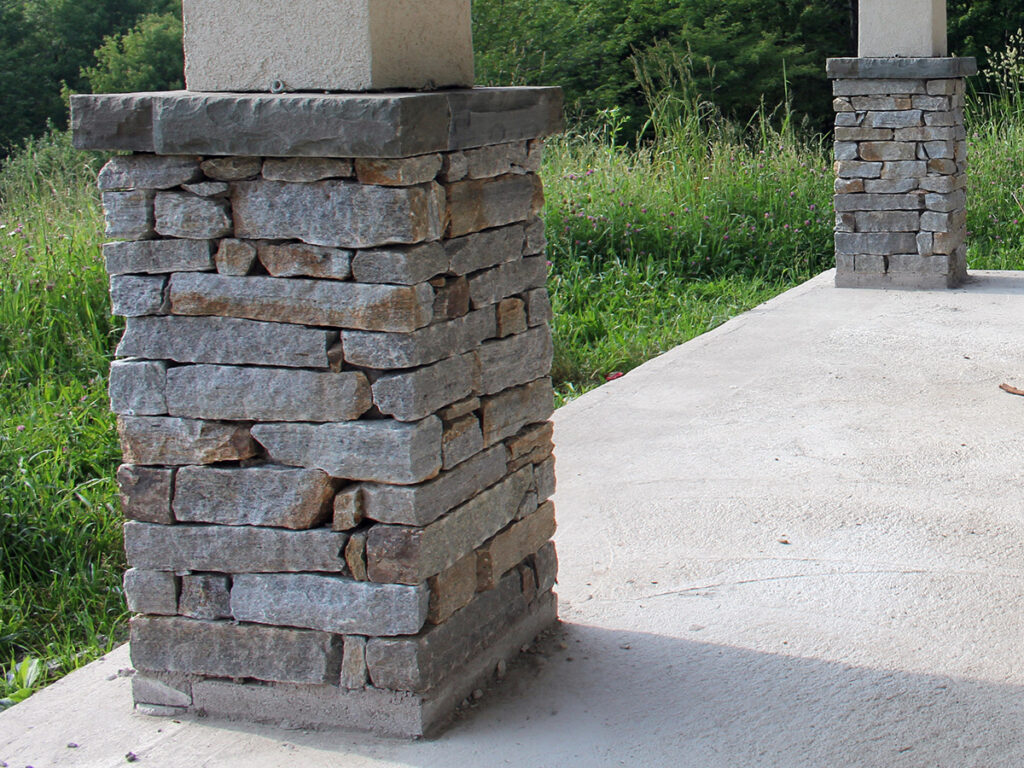 brick and stone columns