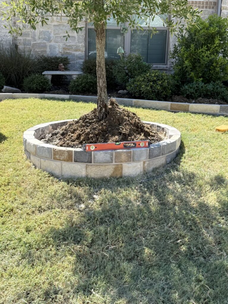 flowerbeds and hardscaping